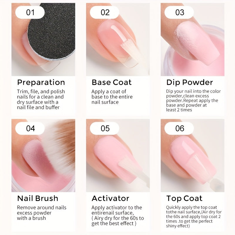 NOCIS Dip Powder Nail Kit Starter, 4 Colors Lilac Lavender Purple Glitter Nail Dipping Powder Essential Liquid Set with Base Top Coat Activator French Nail Art DIY At Home Manicure Salon All-in-One Beginner Kit